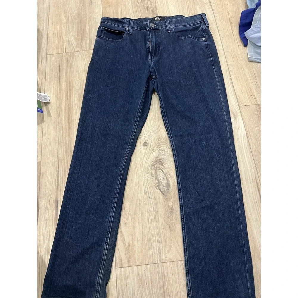 PAIGE Men's Jeans Dark Wash Blue Denim Slim Straight Size 34